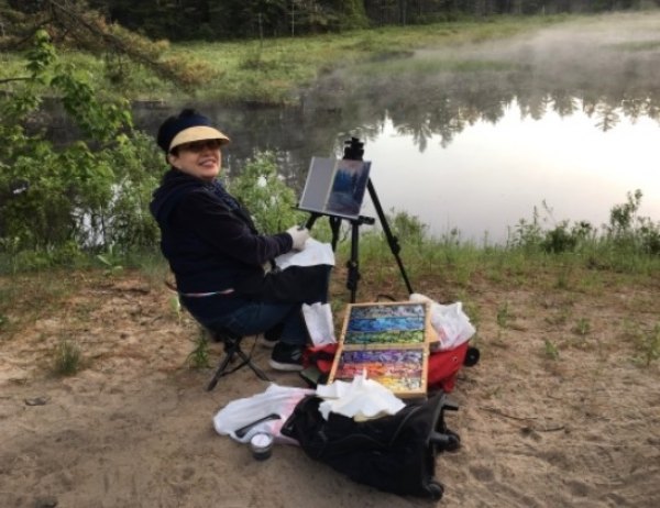 Georgette Sinclair, Artist with Lost Roots, Seeks Visual Poetry in Nature At work in the Adirondacks